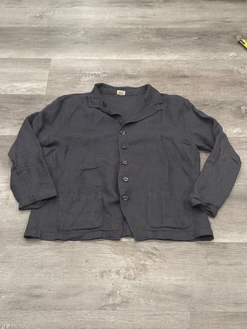 CP Shades 100% Linen Button Up Blouse Long Sleeve Gray USA Womens L